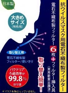 抗ウイルスマスク（大きめサイズ）用エレクトレット（電石）フィルター